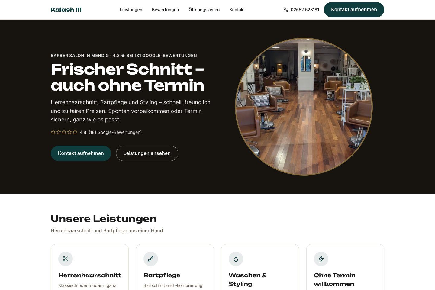 Demo-Website für einen Friseursalon